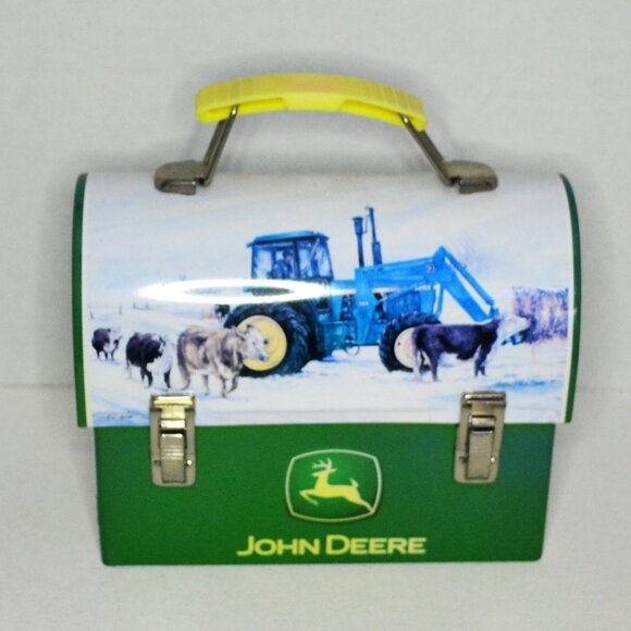 Pair Of John Deere Collector Tins Box Lunch Pail Winter Scenes Farmhouse Decor - Picture 5 of 9